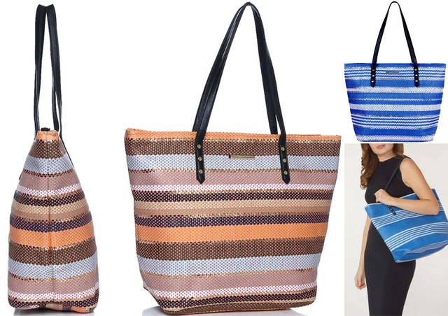 Beach Bag Fashion Ladies Large Shoulder Shopper Tote Zip Travel Summer Holiday