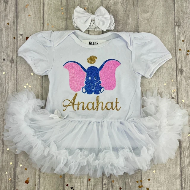 DISNEY BABY GIRL PERSONALISED DUMBO Tutu Romper Newborn Gift Cute Party Dress