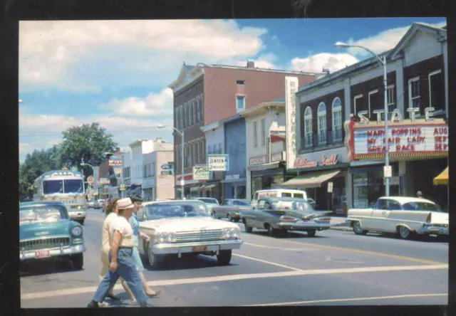 Westerville Ohio Downtown Street Scene Theatre Old Cars Postcard Copy