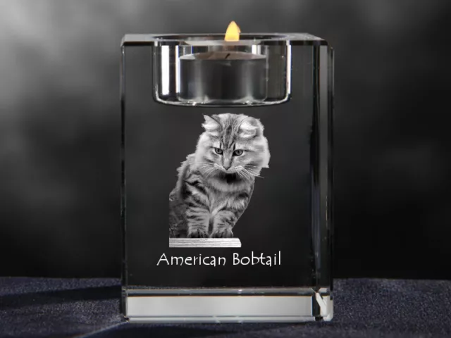 American Bobtail, Kristall-Kerzenleuchter Avec Chat, Crystal Animals