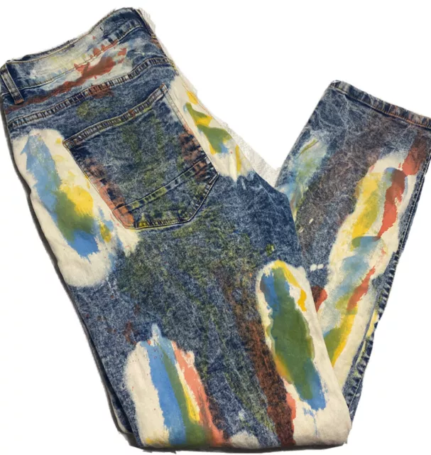 Another Hype Piece AHP Paint Splatter Denim Jeans Straight Leg Size 42 x 34