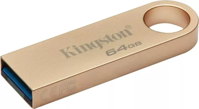 Kingston 64GB DataTraveler SE9 G3 Memory Pen, USB 3.2 Gen1 Type-A, Metal Gold...