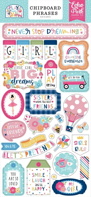 Play All Day Girl Chipboard 6"X13"" -AG268022