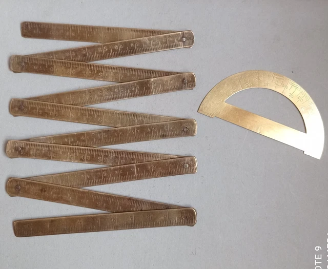 Ensemble De Papeterie En Laiton Doré - Instruments De Dessin Précis Avec Rapporteur Triangulaire Isocèle Et Échelle 18 Cm