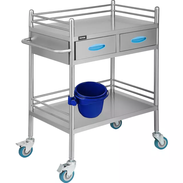 VEVOR Chariot Médical de Laboratoire Chariot en Acier Inox 2 Couches et Tiroirs