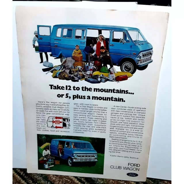 1972 Ford Club Wagon Van Print Ad vintage 70s