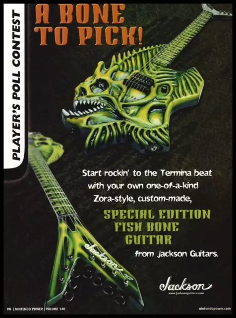 Jackson Fish Bone Guitar 2001  -print ad / mini-poster-Game room,man cave art