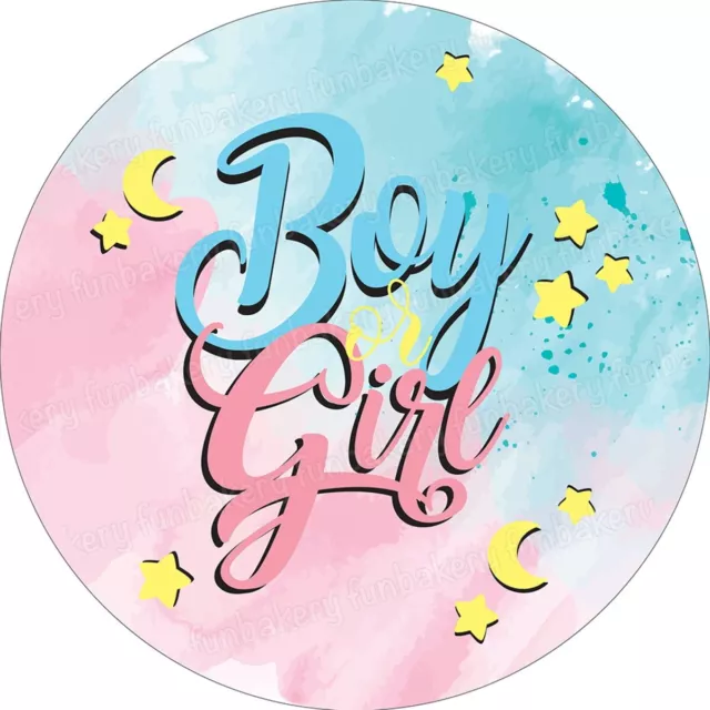 Gender reveal eßbar Tortenaufleger Muffin Bild Party Deko Geburtstag Geschenk