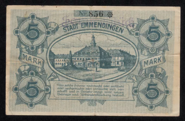 Emmendingen -Stadt- 5 Mark vom 30.10.1918 2