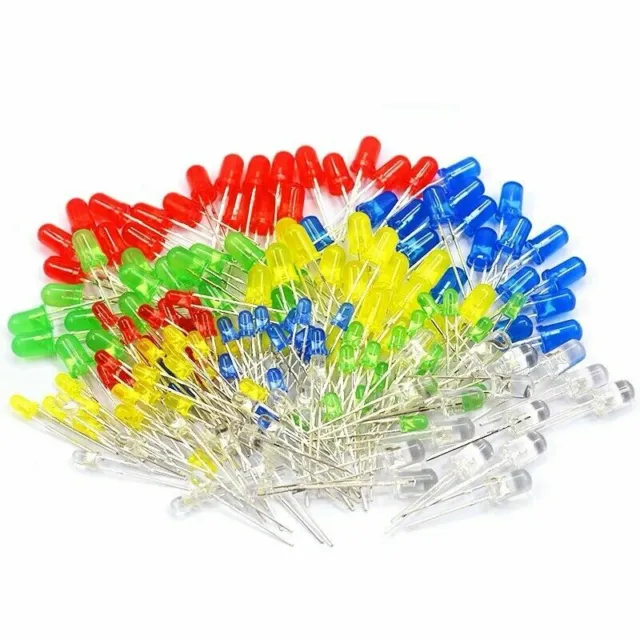 100pc 3mm 5mm LED Light Blue Red Green White Yellow Purple Orange Light DIY Kit