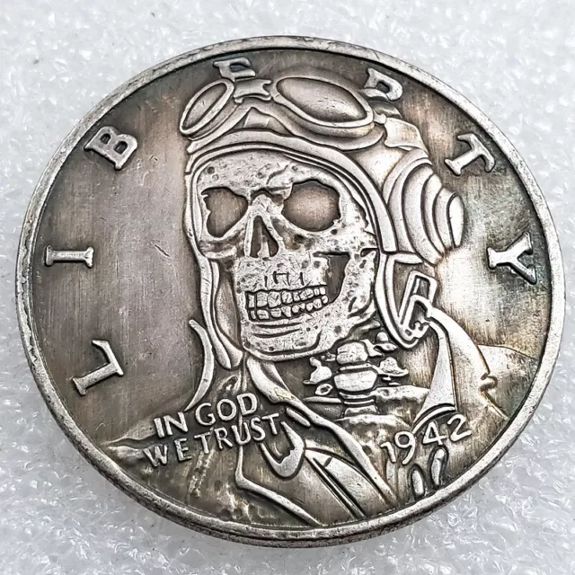 Pilot Skull Liberty Peace Hobo Nickel Coin Carving Art Coin Collectibles Y1