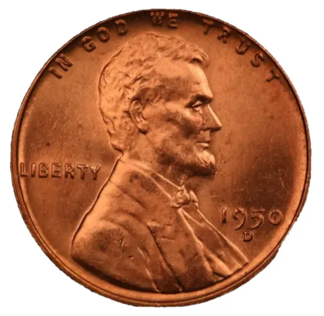 1950-D Gem Red BU US Lincoln Wheat Cent Penny Free Shipping 1894