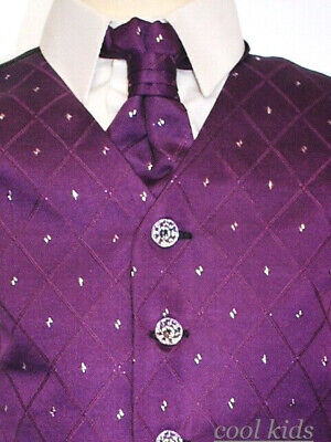 Boys Black & Purple 4 Piece Suit, Page Boy, formal wear, All Occasions 0-3 -14yr