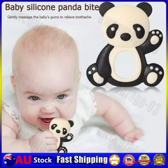 Baby Silicone Teether Cartoon Panda BPA Free Infant Chewing Toys (Black)