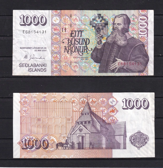 Iceland,2001-- 1000 Kronur .Circulated,,(Ref 1)