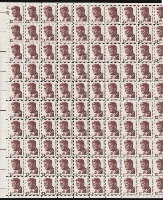 John Fitzgerald Kennedy Sheet of 100 - 13 Cent Postage Stamps Scott 1287