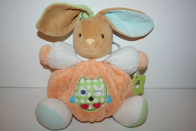 Doudou Peluche Lapin Brun Boule Patapouf Orange Hibou Vert Kaloo Hochet Anneau