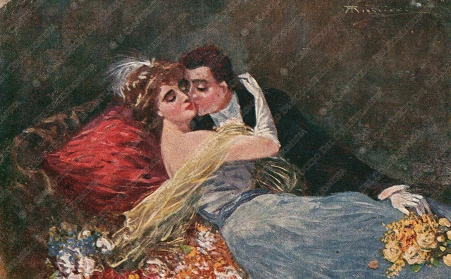 1918 Coppia di Innamorati Artista Reggiani Cartolina