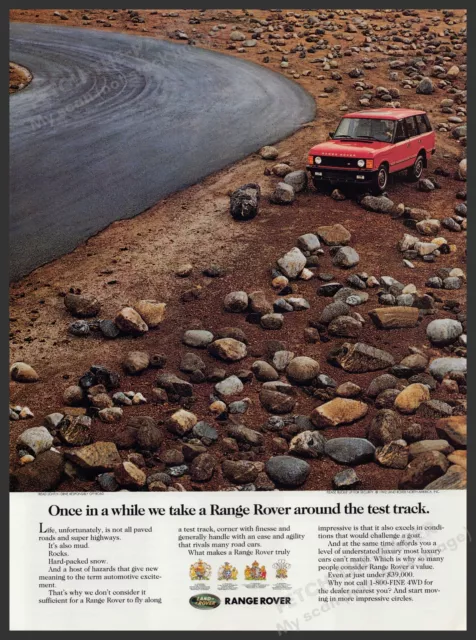 Land Rover Range Rover 1990s Print Advertisement Ad 1992 Rocky Test Track