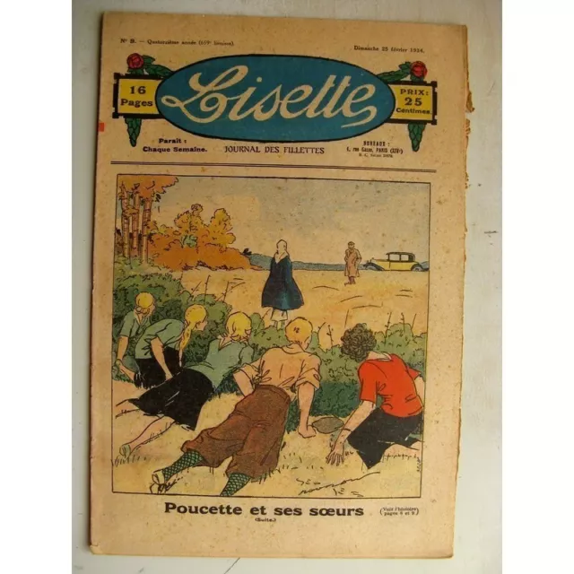 LISETTE N°8 (25 février 1934) Poucette et ses soeurs (Georges Bourdin) Le cha...