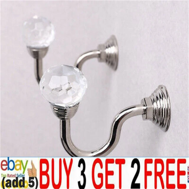 2Pcs Crystal Curtain Holdbacks Wall Tie Backs Hooks Hanger Holder Home Decorhd