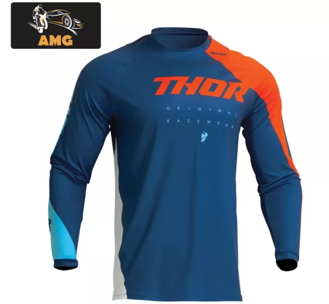 Thor Sector Edge Navi Red Orange Maglia Cross-Enduro Taglia S