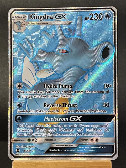 Pokémonkarte Kingdra GX 66/70 Full Art Holo seltener Drache Majestät Sonne und Mond Neuwertig