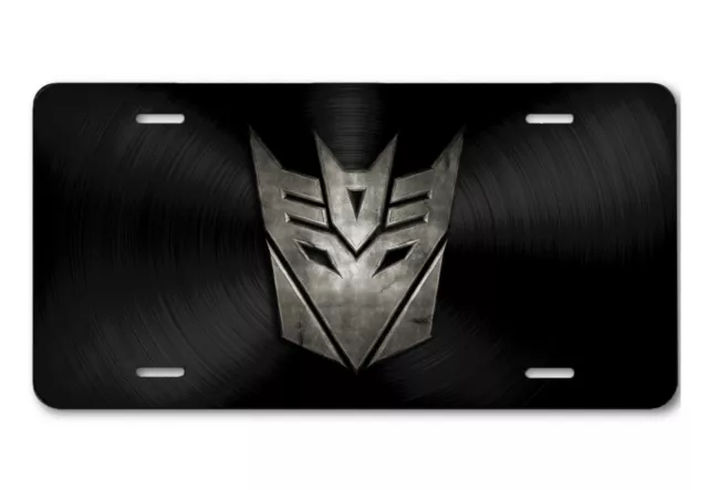 Transformers ART Decepticon gunmetal logo black Aluminum Car License Plate Tag