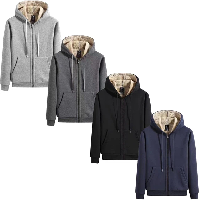 Mens Fleece Fur Bomber Hooded Jacket Coat Zip Warm Hoodie Sweatshirt S-8XL SIZES