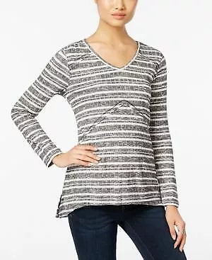Style & Co. Petite Ribbed Striped High-Low Top Size PM NWT $49 Fashi1 4c4799