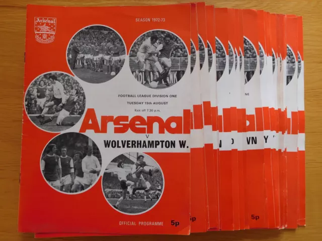 Arsenal Home Programmes 1972/73 - Select from the dropdown menu