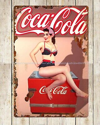 finished garage ideas sexy coca cola girl metal tin sign