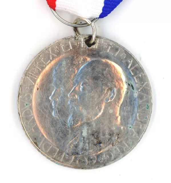 Coronation of King Edward VII 1902 medal medallion white metal antique #19 Royal