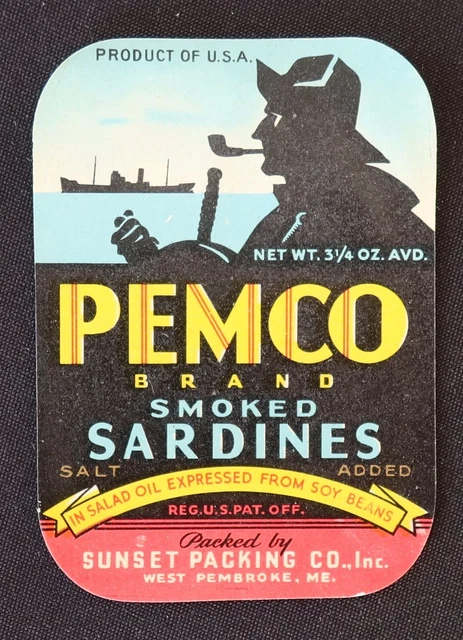 Ancienne Étiquette Sardine - PÊCHE DU PALAIS Belle-Ile - Collection Vieille Étiquette