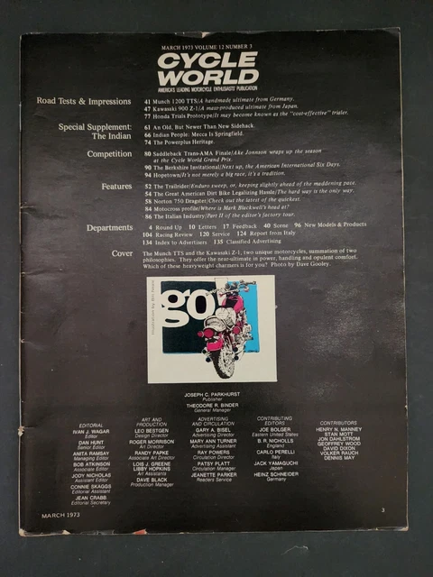 1973 March Cycle World Motorcycle Magazine; Vintage Triumph, Indian & More