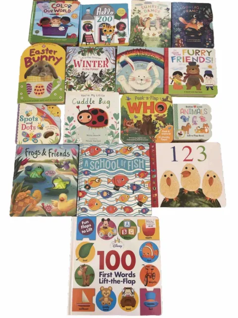 Lot of 16 baby BOY & GIRL Touch Feel Board Books tactile flaps puzzle toddler