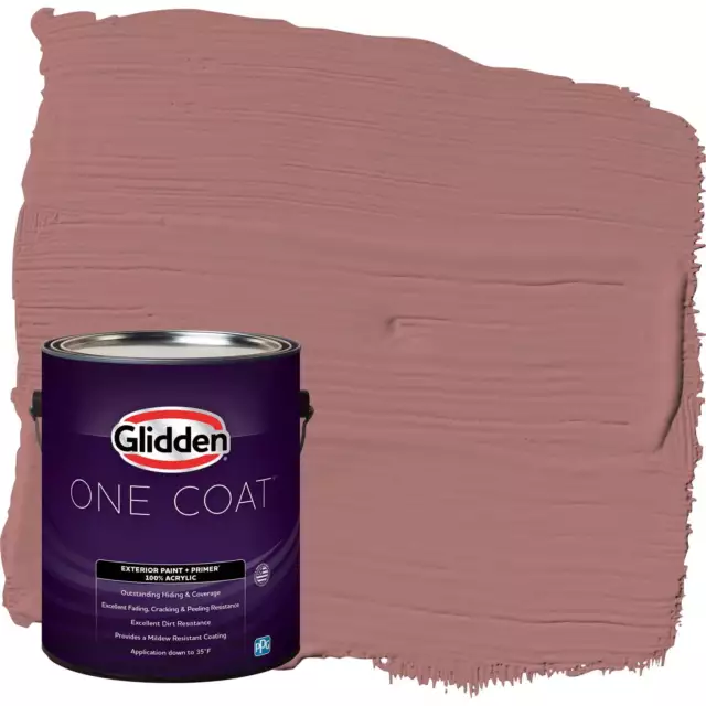 Glidden One Coat Exterior Paint+Primer Cinnamon Diamonds/Rose Pink Flat 1 Gallon