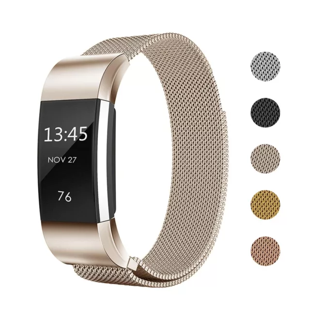 For Fitbit Charge 2 Replacement Milanese Mesh Magnetic Metal Wrist Band Strap