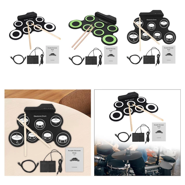 Batterie Lectronique Drum Set Kit De Percussions Roll Up Avec Casque Et Enceintes Intgres PZCC - Instruments De Musique