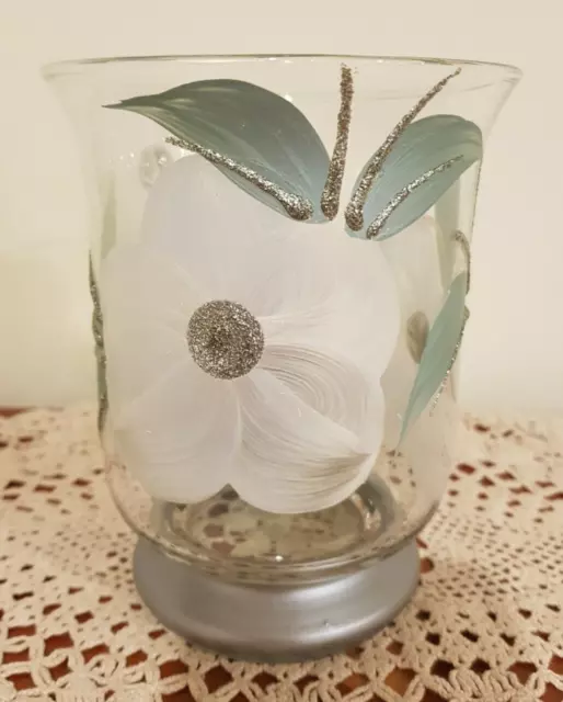 Hurricane Glass Candle Holder Hand Painted