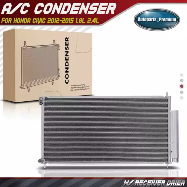 A/C Condenser w/ Receiver Drier for Honda Civic 2012 2013 2014 2015 L4 1.8L 2.4L
