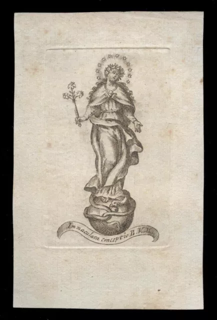 santino incisione 1700 MARIA IMMACOLATA CONCEZIONE