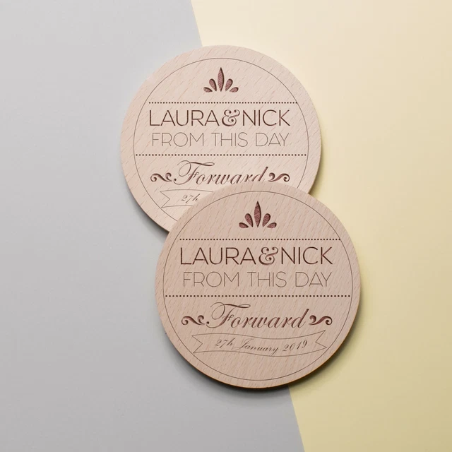 Gravé Personnalisé En Bois Sous-verre Cadeau Mariage Tour Personnalisé Souvenir