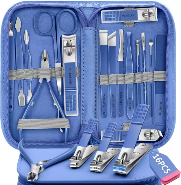 Set Manicure Set Tagliaunghie, 16 Pezzi Kit Pedicure Manicure Professionale Donn