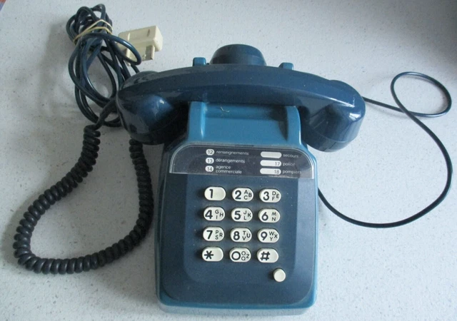 Téléphone Vintage SOCOTEL S63 Bleu Turquoise à Touches - PTT Français Rétro