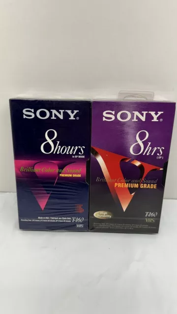 2-pack Sony 8-Hour (EP) Premium Grade T160 Blank Recordable VHS Sealed Tapes