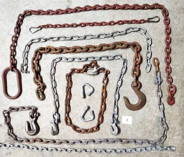 VARIOUS PIECES of Heavy Duty Tow Chain Automotive Truck Towing Log Chain 8