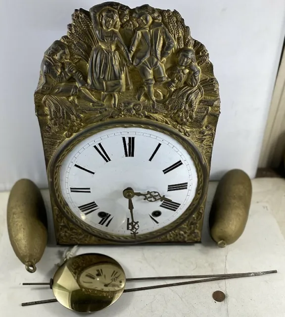 Antique 19th C. French Morbier Chime Wall Clock