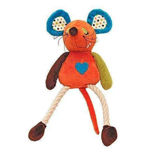 Rosewood Mr Twister Millie Mouse Dog Toy | Plush Rope Squeaky Medium Tug Soft