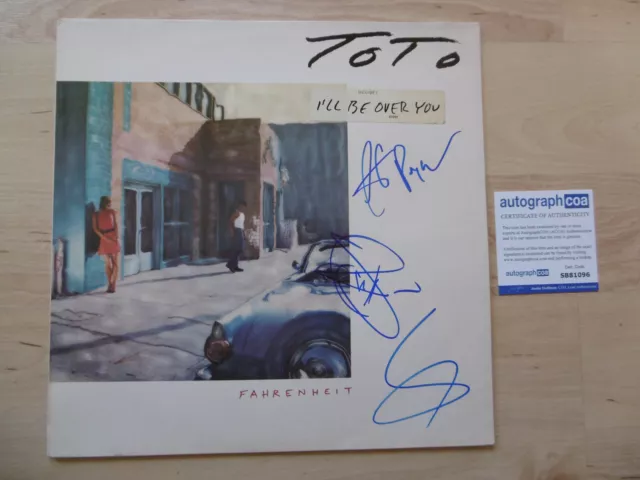 Toto Band Original Autogramme signed LP-Cover "Fahrenheit" Vinyl ACOA